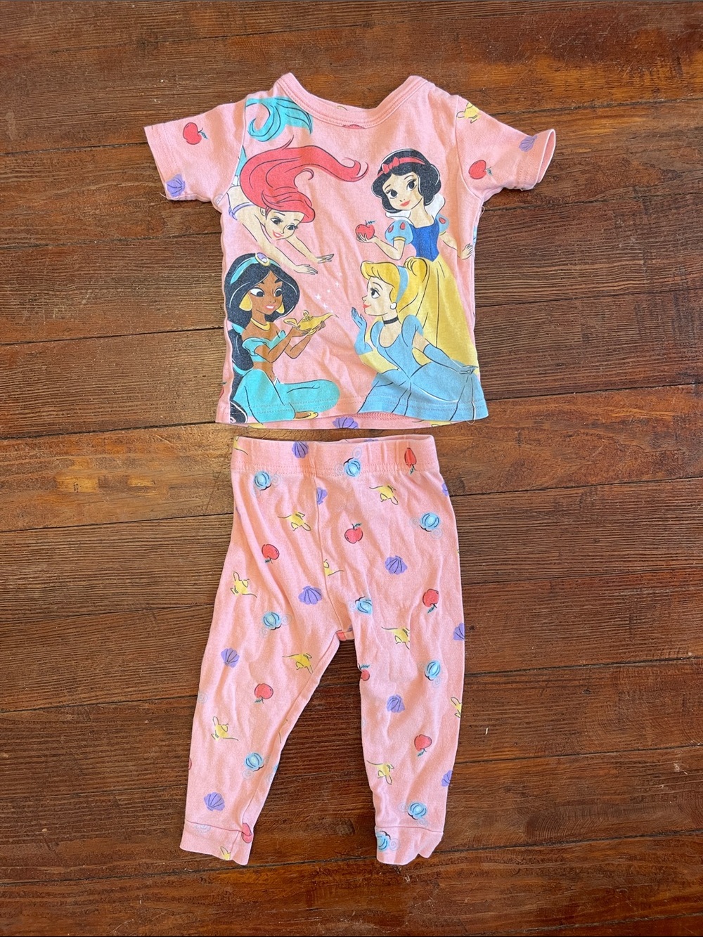 Disney Pink Princess Character Two-Piece Pajama Set